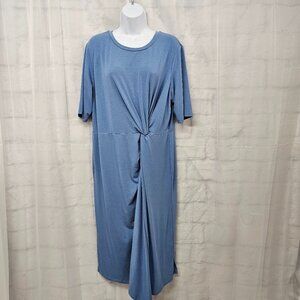 Betabrand Blue Midi Tee Dress Minimalist Lagenlook Comfy Jersey 2XL
